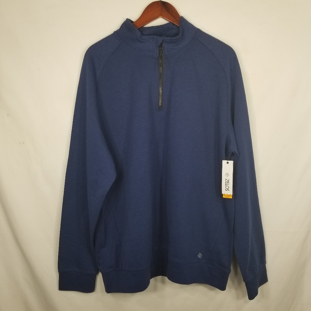 New Mens ZELOS 3442245 Endurance Fleece Quarter Zip Sweatshirt Blue Night XL